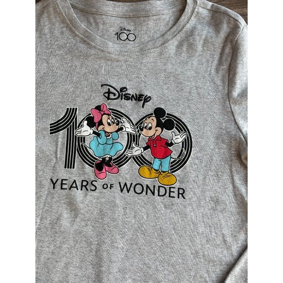 Mickey Minnie Mouse 100 Years of Wonder Disney Gray juniors LARGE Long Sleeve - Picture 3 of 7